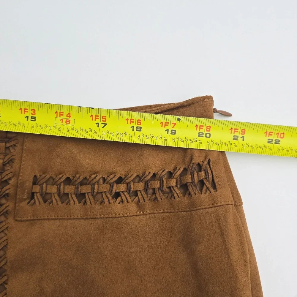 Cato Suede-Like Side Zipper A-line Lined Skirt Brown‎ 18W